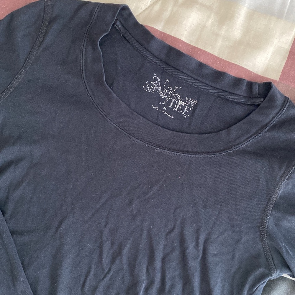 Scoop neck Black loose Long-Sleeve T-Shirt - Picture 3 of 17